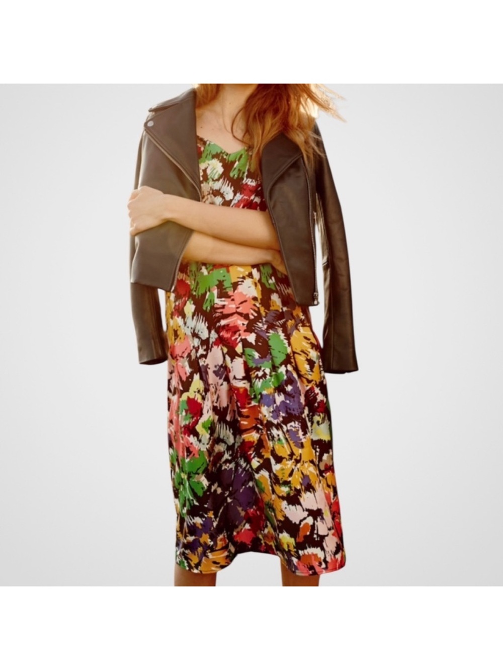 J.Crew 100% Silk Brushstroke Abstract Floral Fit & Flare Dress Size 2 Lined - Picture 3 of 13